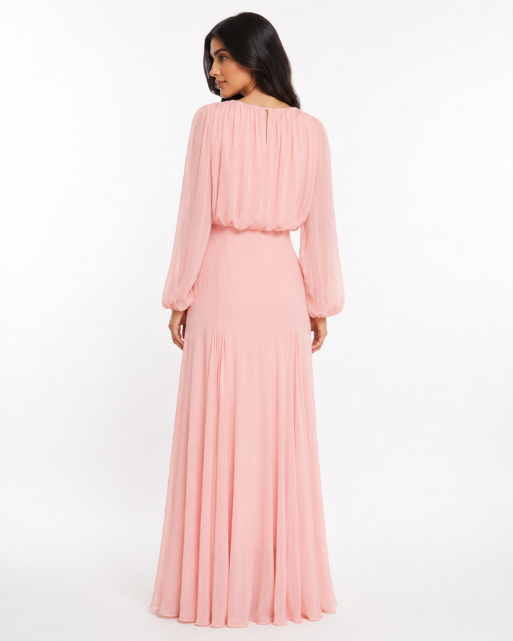 Gathered Long-Sleeve Maxi Dress – ELOISE