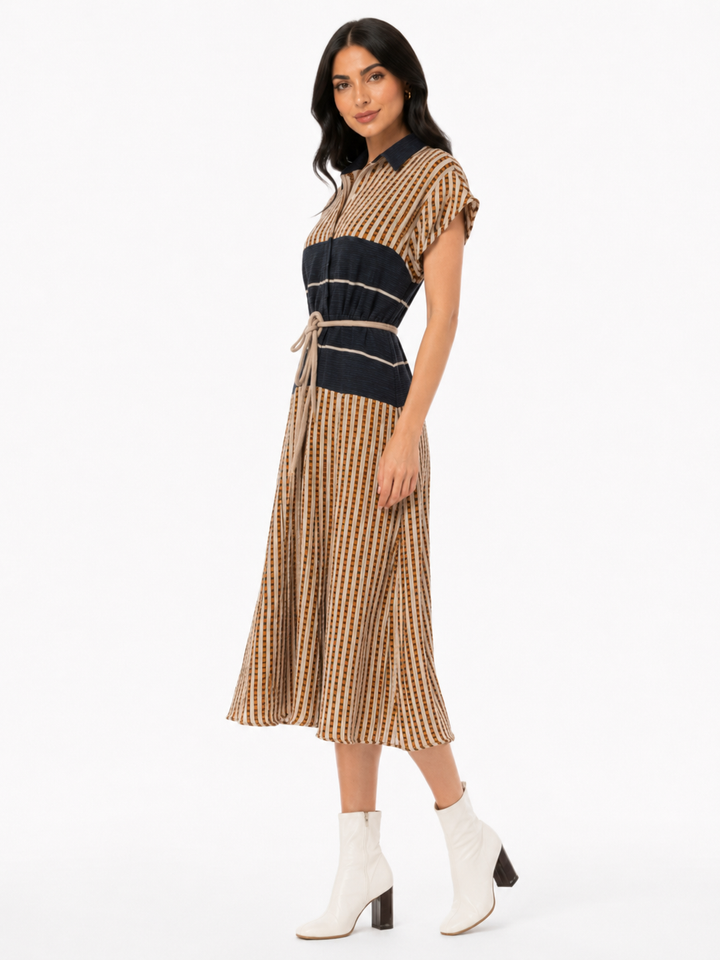 Striped Collared Midi Dress – SAVANNAH