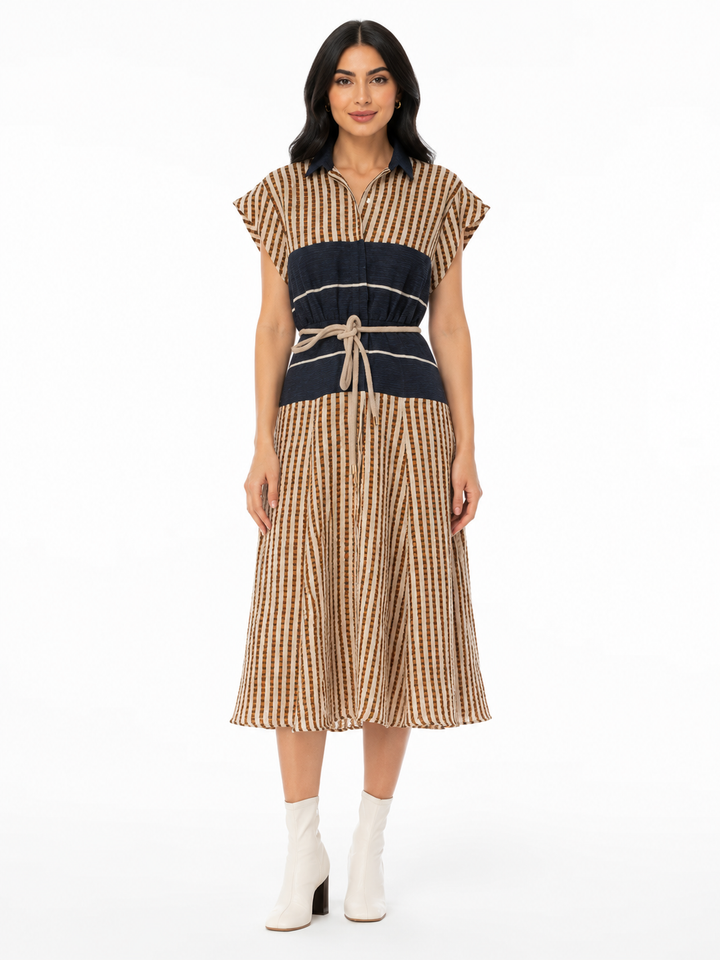 Striped Collared Midi Dress – SAVANNAH
