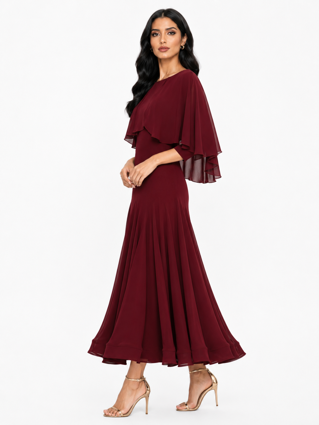 Cape Overlay Midi Dress – GABRIELLE