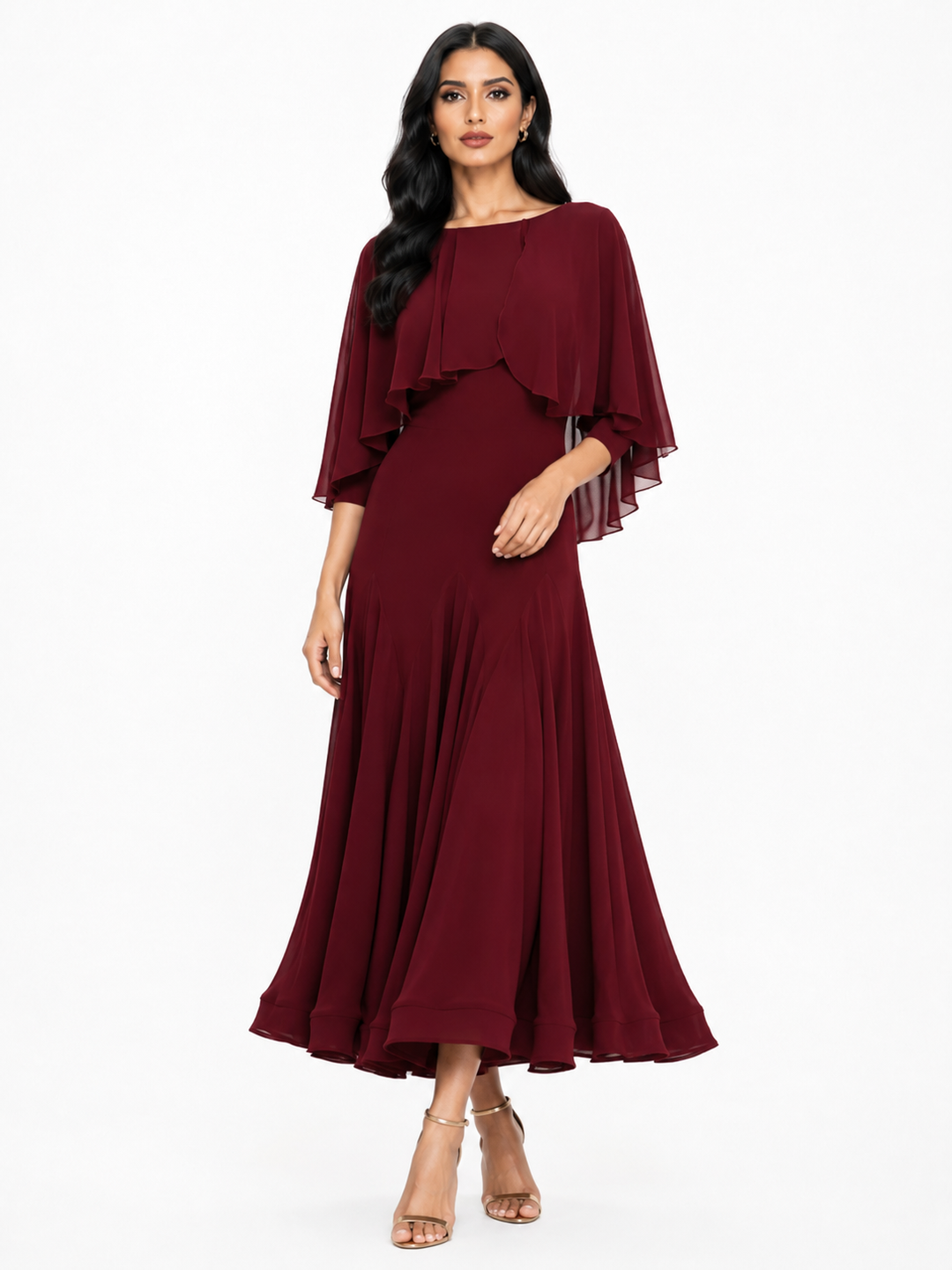 Cape Overlay Midi Dress – GABRIELLE