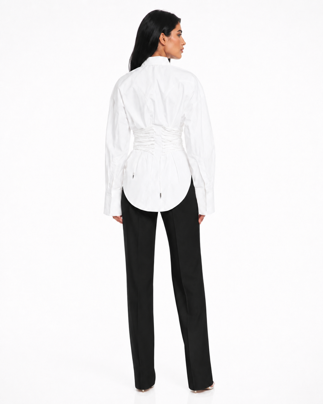 Ruched Waist Poplin Shirt - Avery