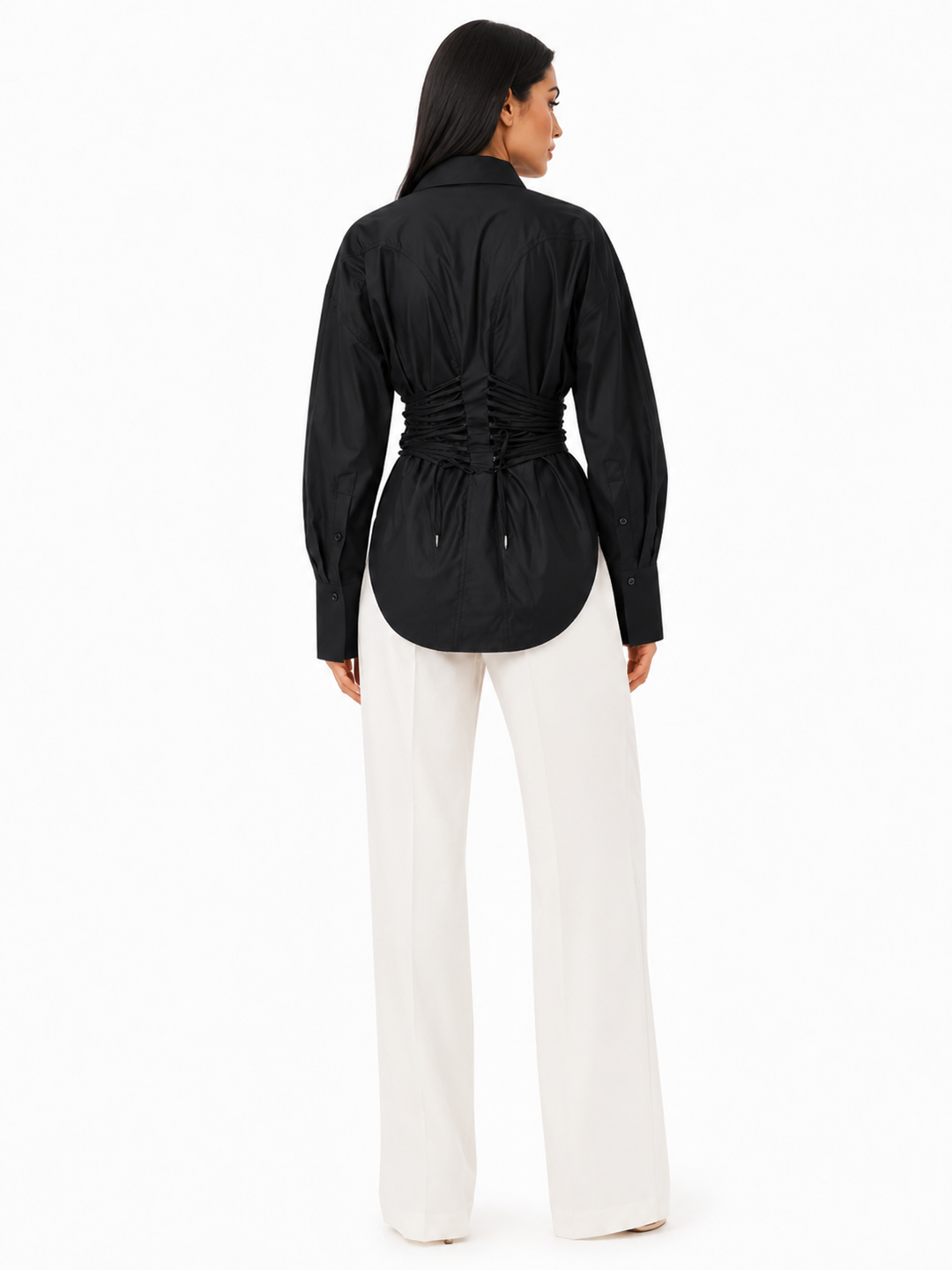 Ruched Waist Poplin Shirt - Avery