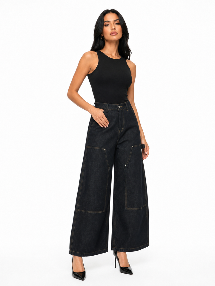 Utility Wide Leg Denim Pants - Ryder