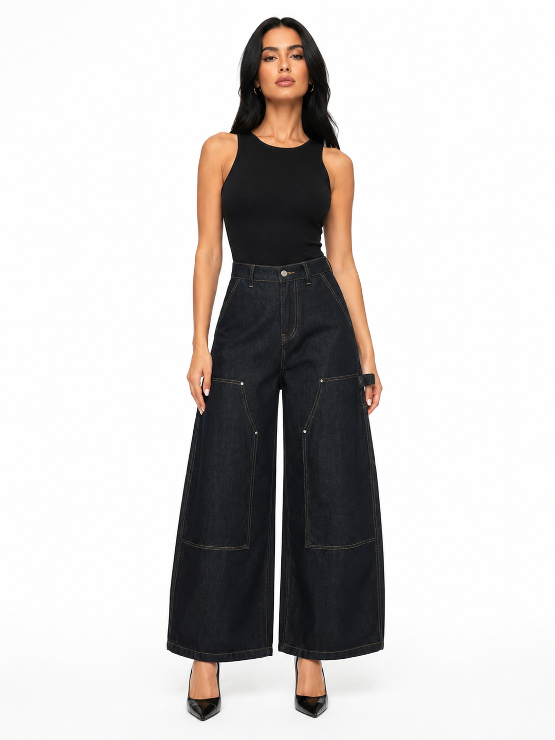 Utility Wide Leg Denim Pants - Ryder