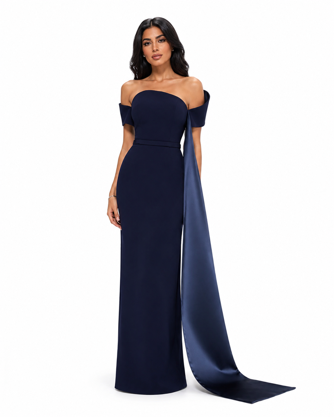Off-Shoulder Drape Maxi Dress - Midnight