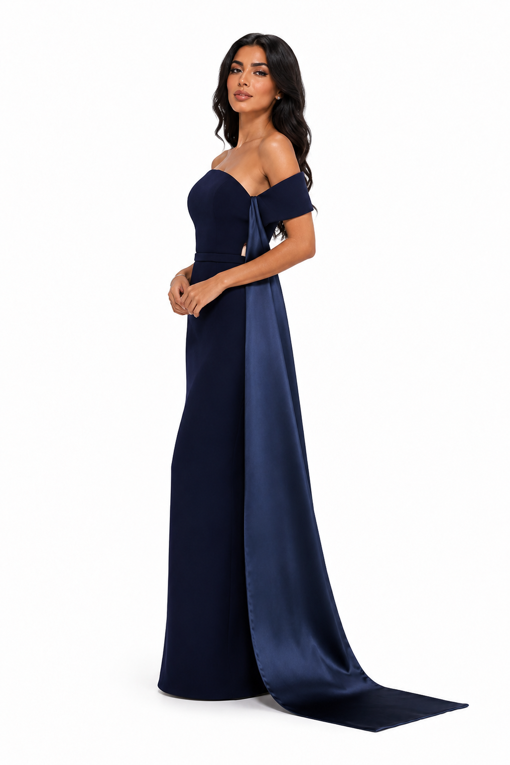 Off-Shoulder Drape Maxi Dress - Midnight
