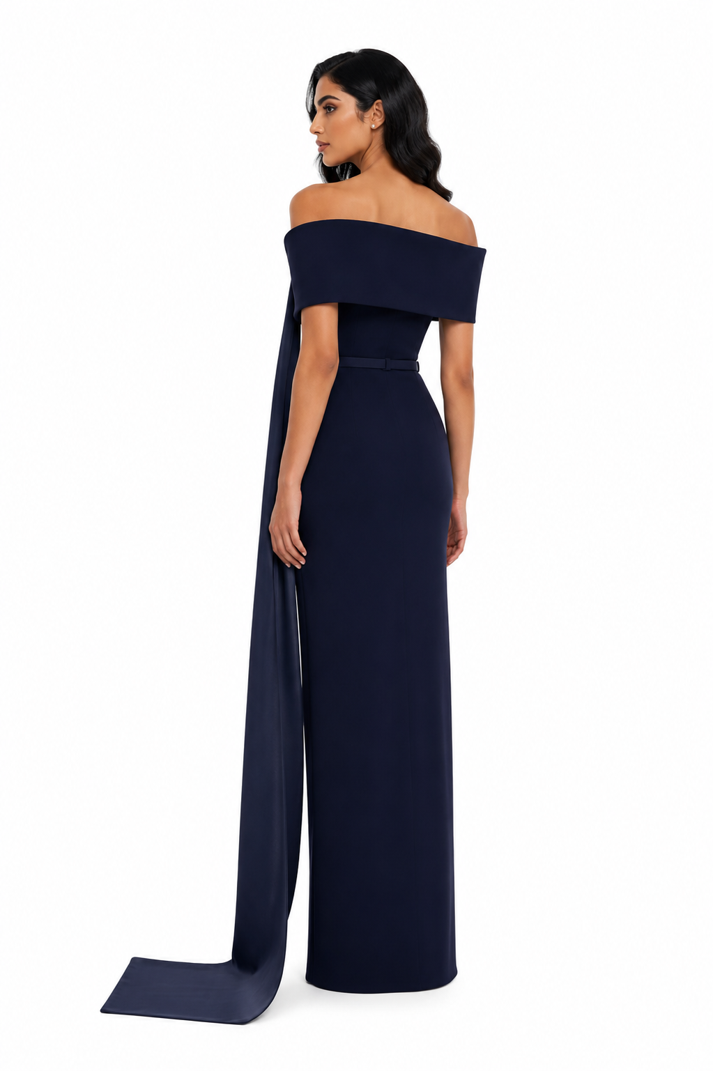 Off-Shoulder Drape Maxi Dress - Midnight
