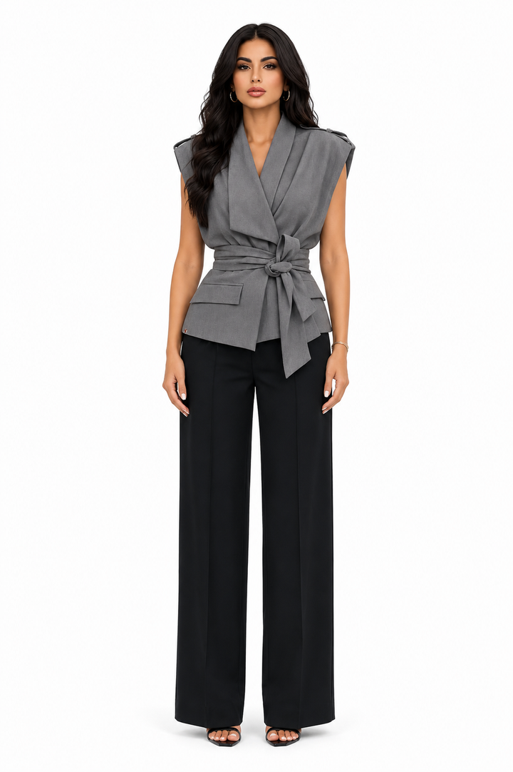 Draped Belted Vest Top - Aspen