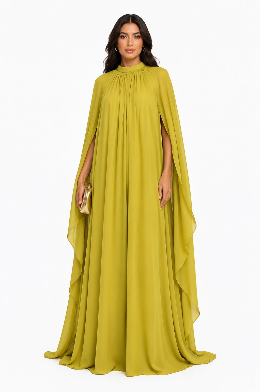 Flowing Cape Maxi Dress - Scarlett