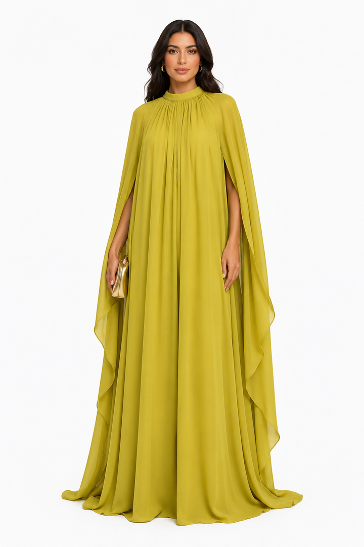 Flowing Cape Maxi Dress - Scarlett