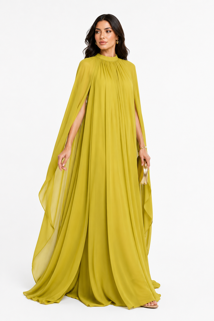 Flowing Cape Maxi Dress - Scarlett