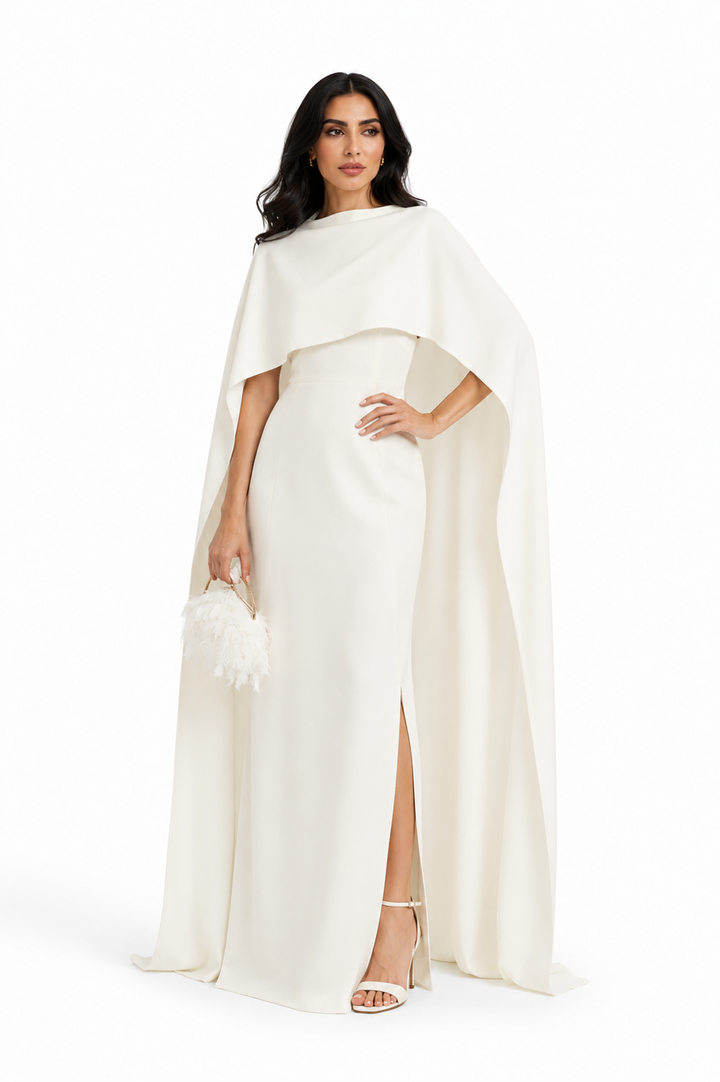 Draped Cape Maxi Dress - Ivors