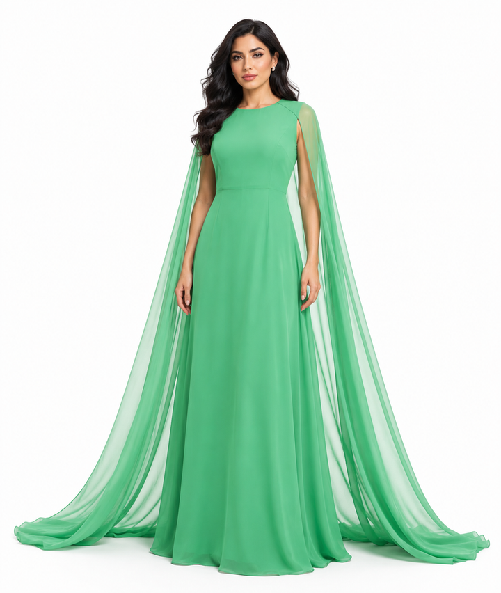 Flowing Cape Maxi Dress - Lavender