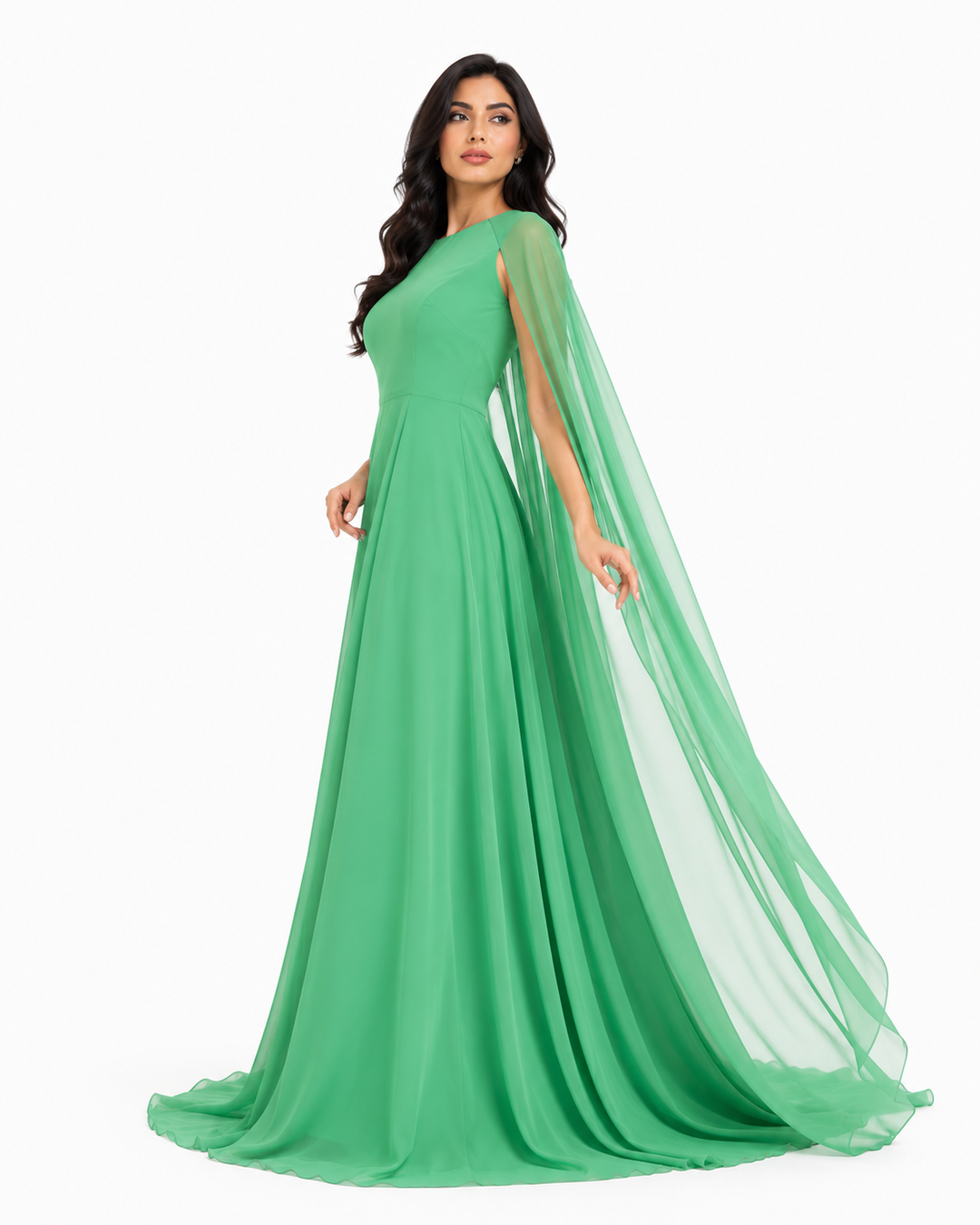 Flowing Cape Maxi Dress - Lavender