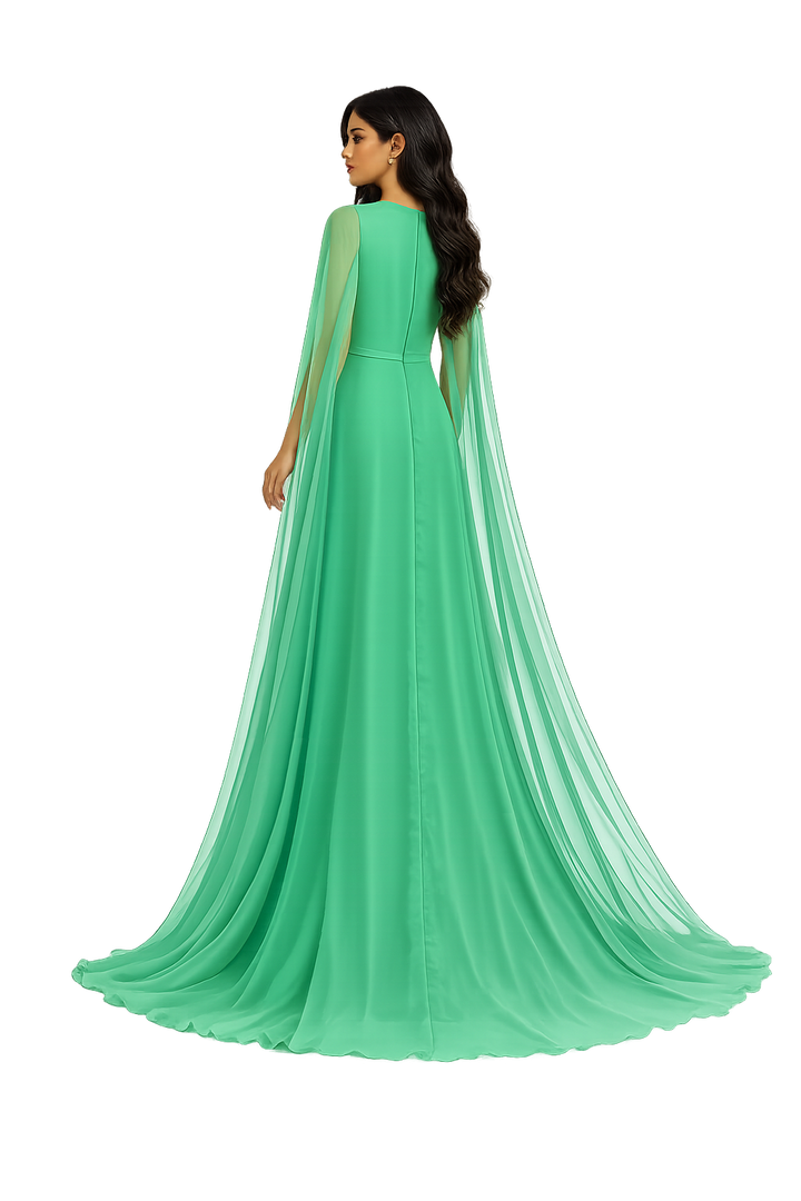 Flowing Cape Maxi Dress - Lavender