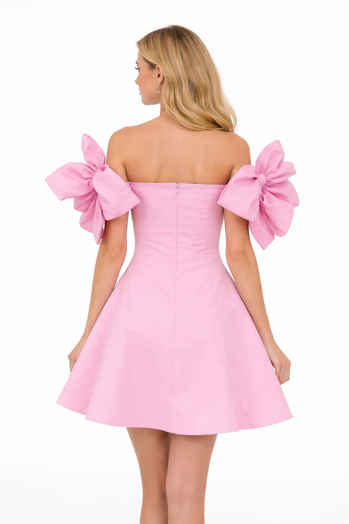 off-shoulder floral ruffle mini dress – RANDA