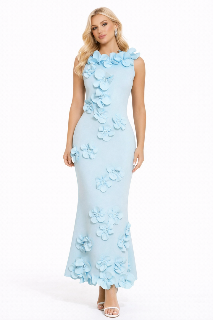 sleeveless floral appliqué mermaid maxi dress – AZUSO