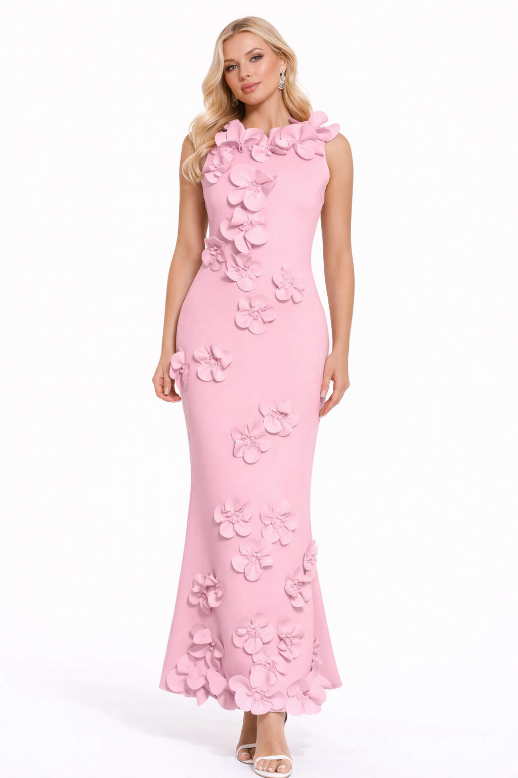 sleeveless floral appliqué mermaid maxi dress – AZUSO