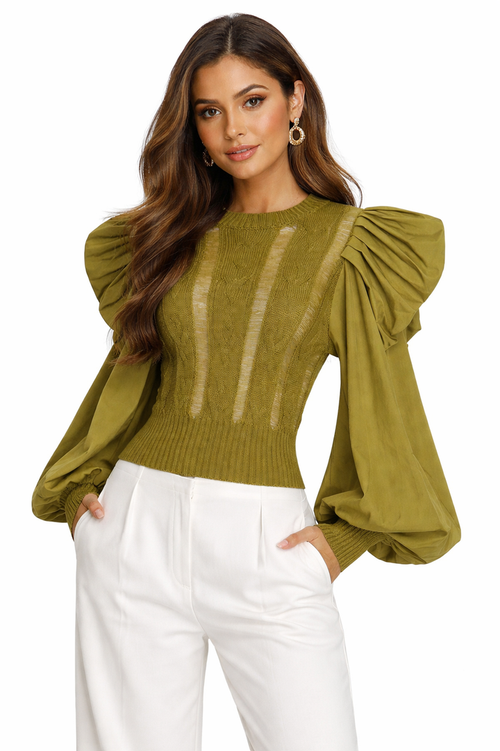 knit top with puff sleeves – OLIVIA