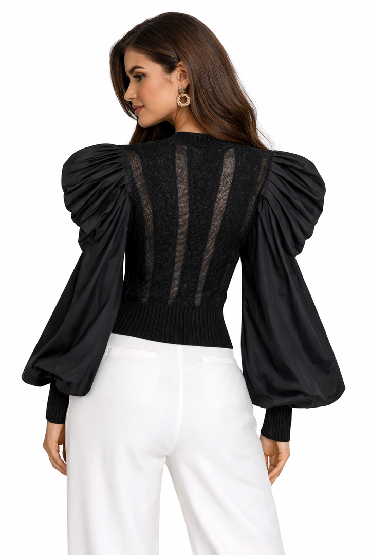 knit top with puff sleeves – OLIVIA
