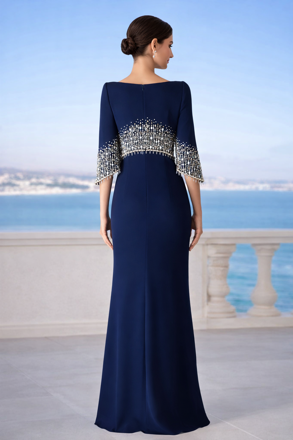 embellished cape sleeve column dress – ELECTRA - 1