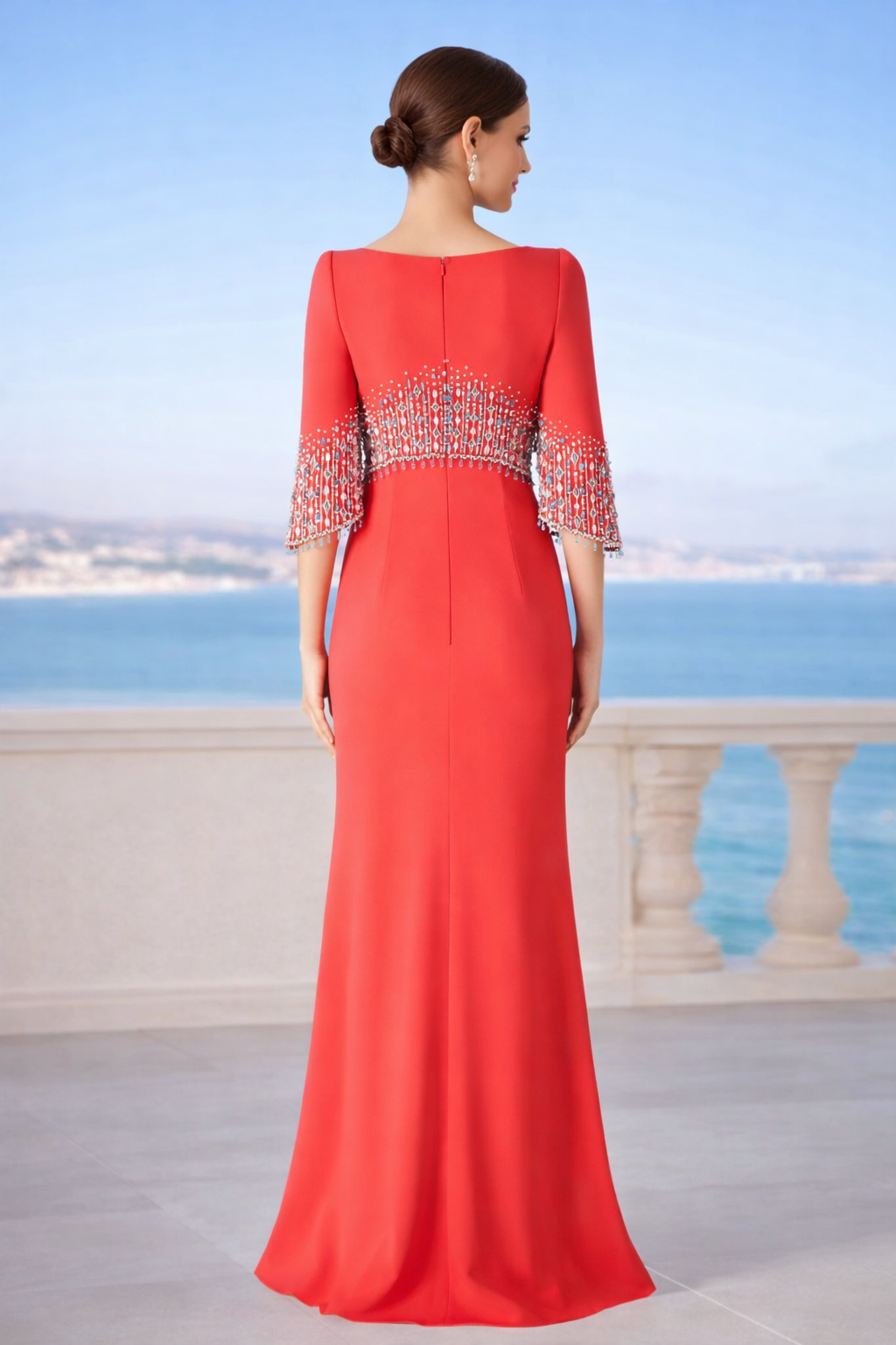 embellished cape sleeve column dress – ELECTRA - 1