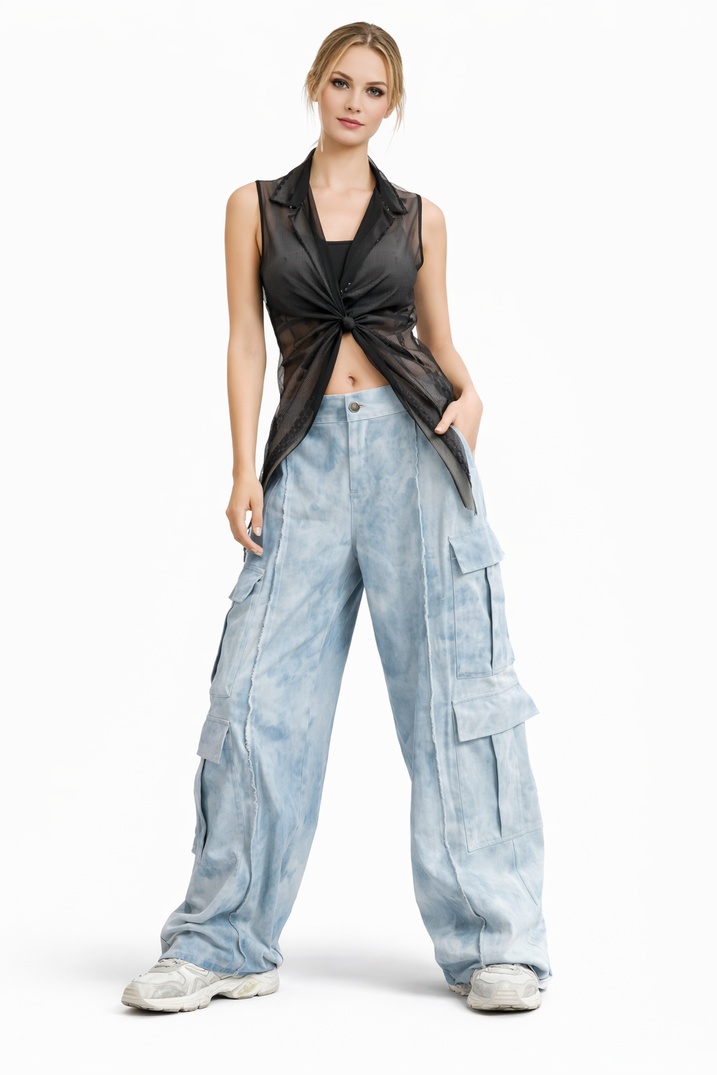 tie-dye cargo wide-leg pants – AZURA