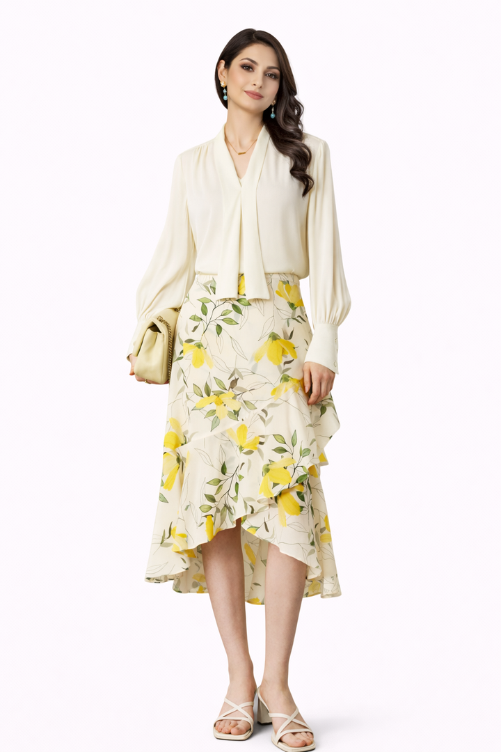 chiffon blouse with soft tie-front detail – ELARA