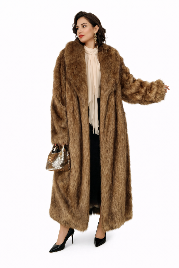 long faux fur coat with shawl collar – UMBRÉ
