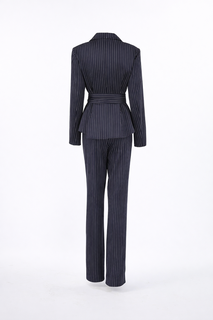pinstripe tailored blazer and straight-leg pants set – STRIPE