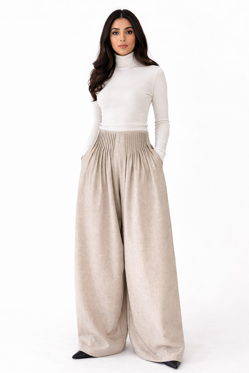 high-waist pleated wide-leg trousers – AURELIA