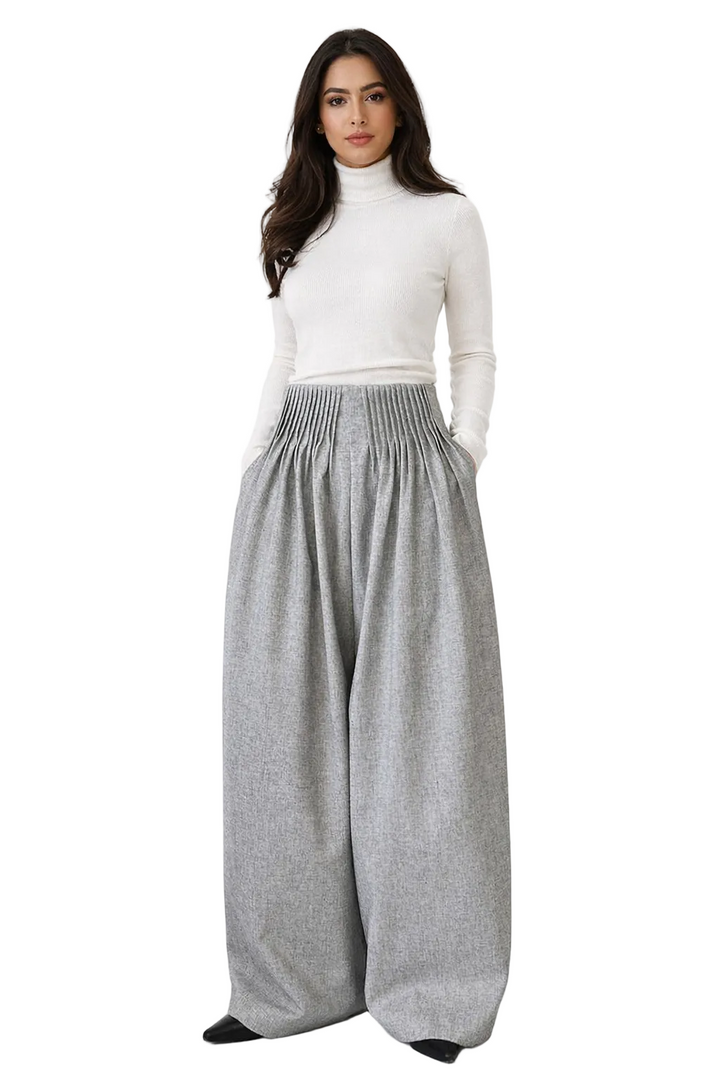 high-waist pleated wide-leg trousers – AURELIA