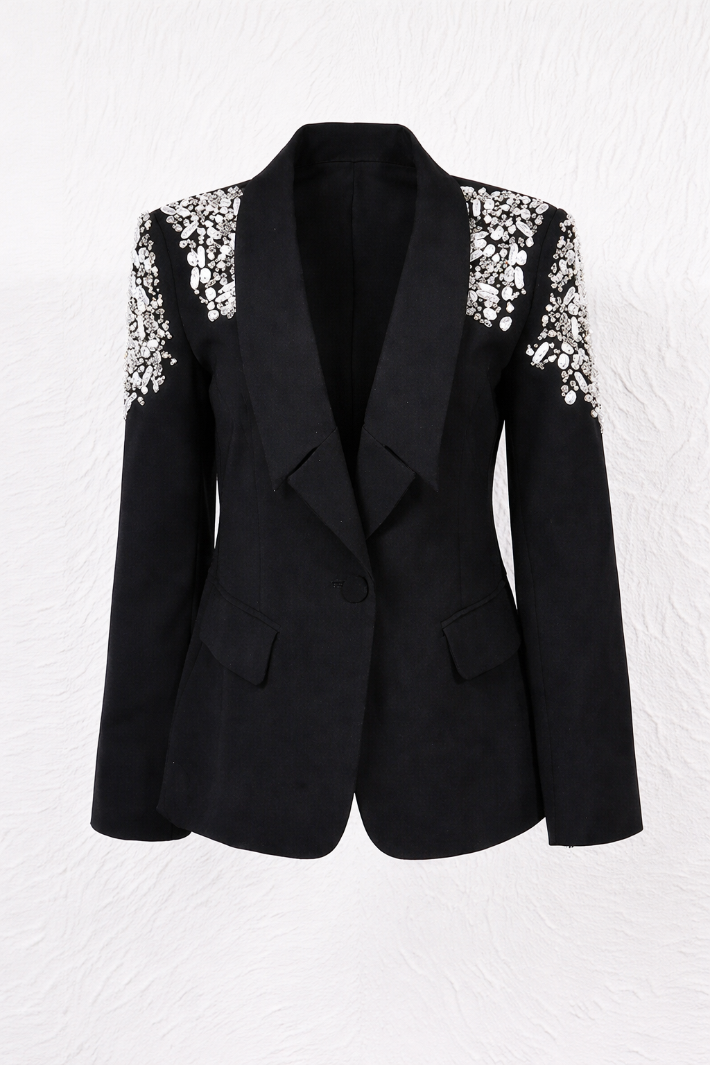 embellished shoulder tailored blazer and flared pants set – ELIANA