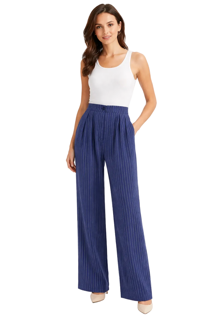 high-waist pinstripe wide-leg trousers – STRIPE
