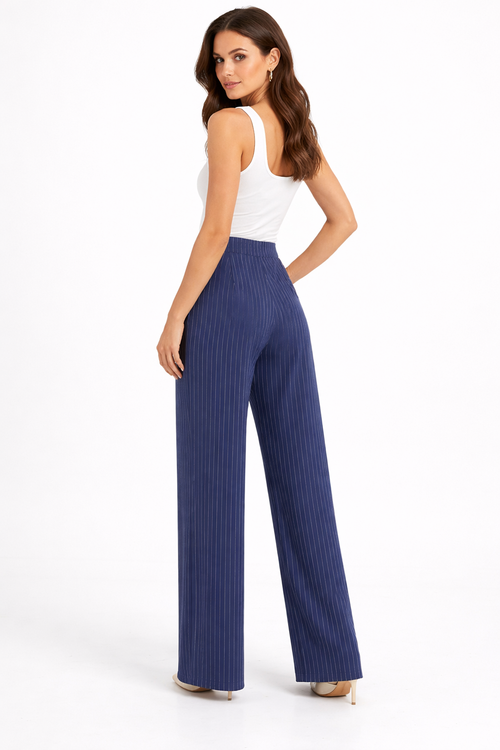 high-waist pinstripe wide-leg trousers – STRIPE