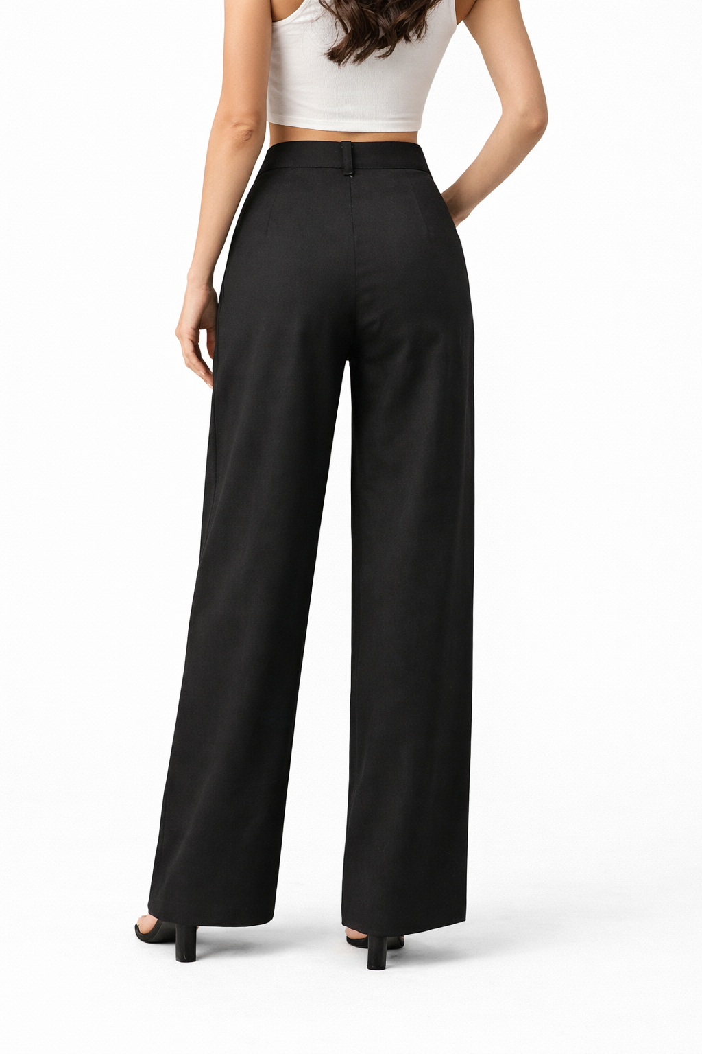 high-waisted wide-leg pants with gold button detail – ASOO