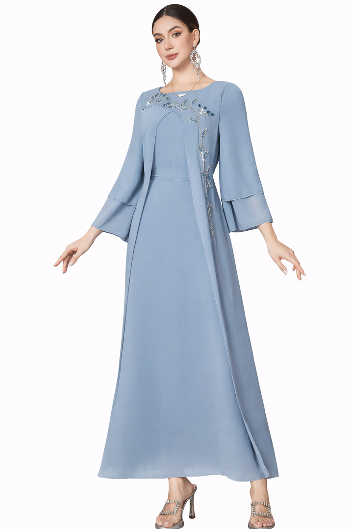 Elegant One-Size Long Sleeve Maxi Dress – LUNEA