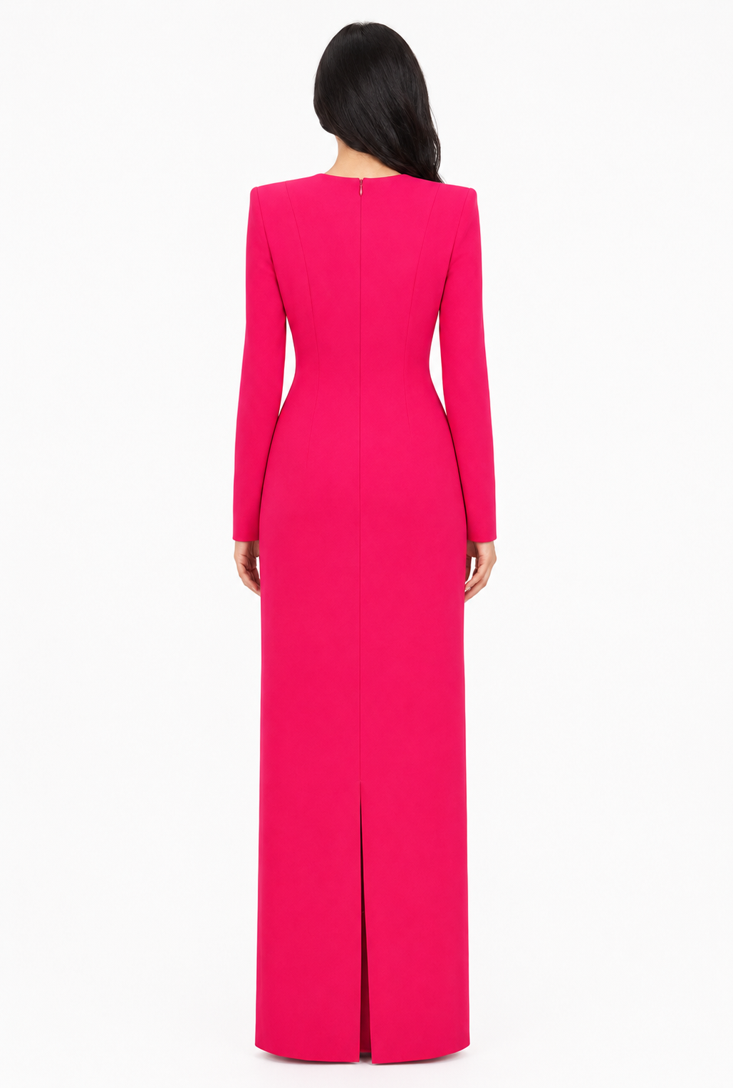 long-sleeve column gown with sequin branch embroidery – AUROZLI