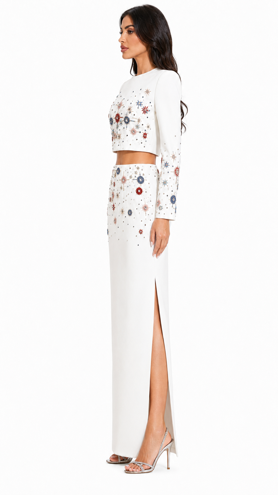 Black Celestial Embellished Two-Piece Evening Set – Celeste