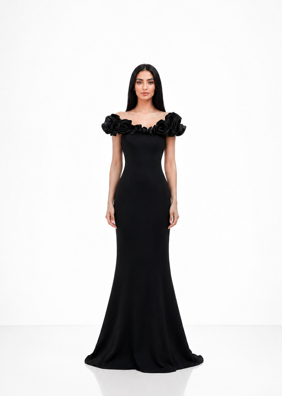 off-shoulder mermaid dress with sculpted floral neckline – Lerga