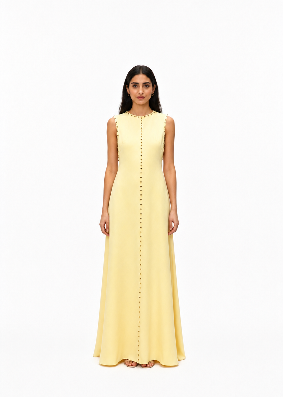 Butter Yellow Studded Maxi Dress – Celeste