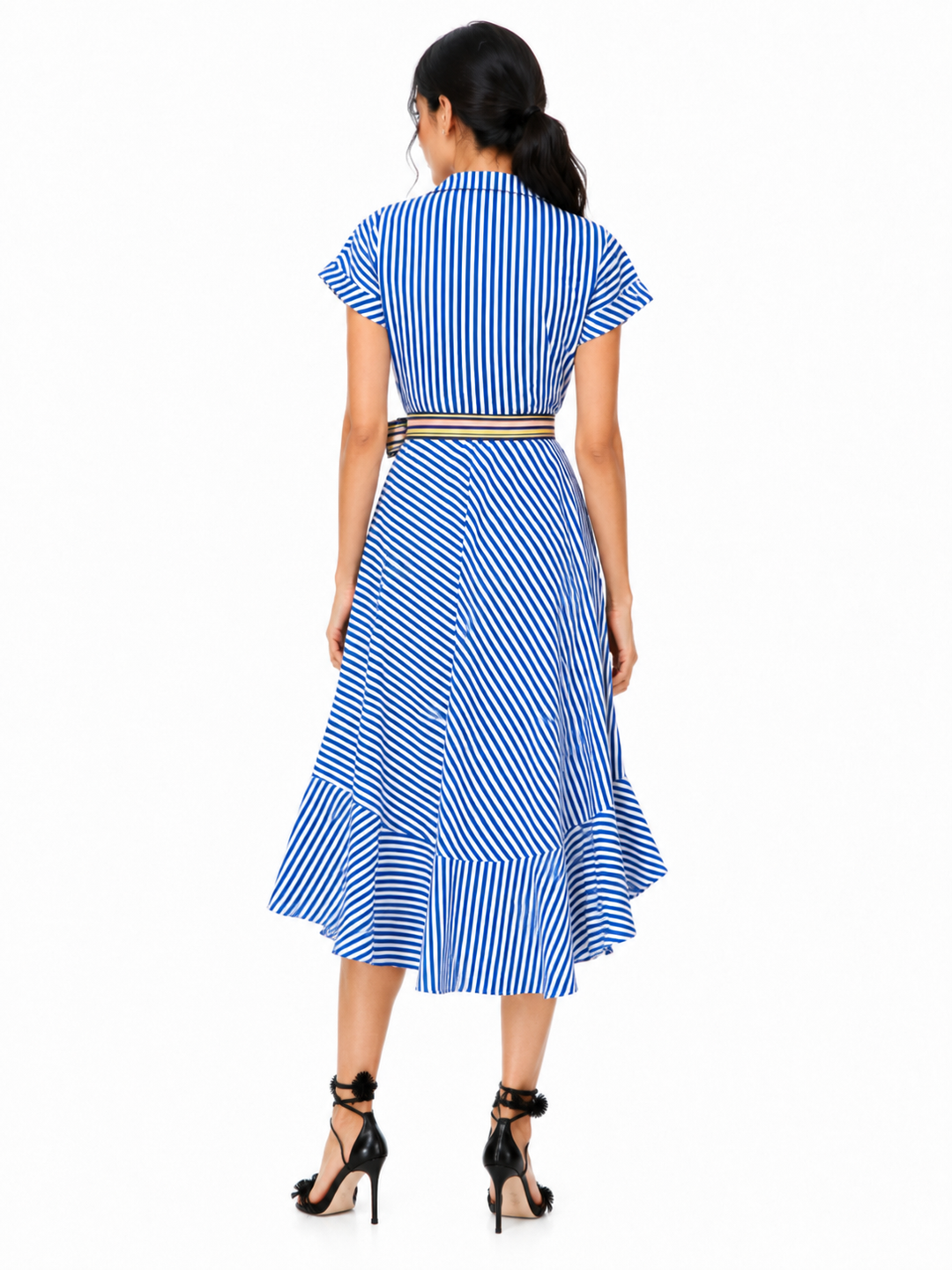 Striped Wrap Ruffle Midi Dress – CHARLOTTE