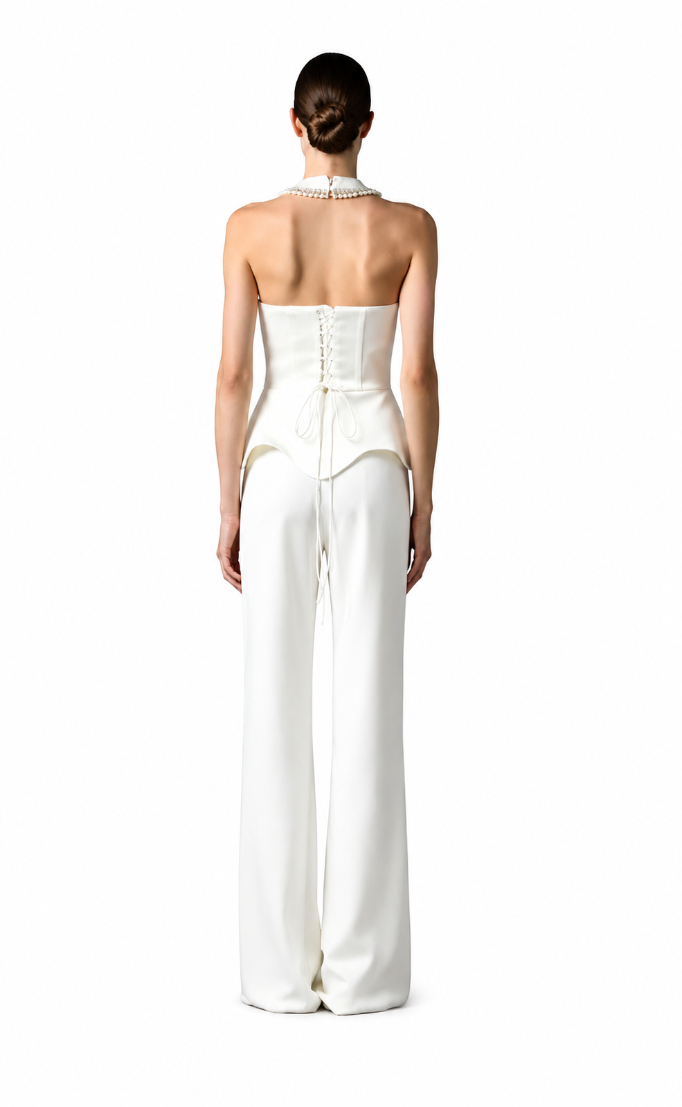 Luxury Embellished Peplum Jumpsuit with Wide-Leg Pants - DILYA