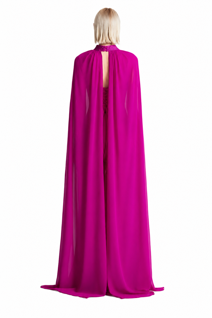 Luxurious Corset Jumpsuit with Sheer Cap Sleeves - FILYA