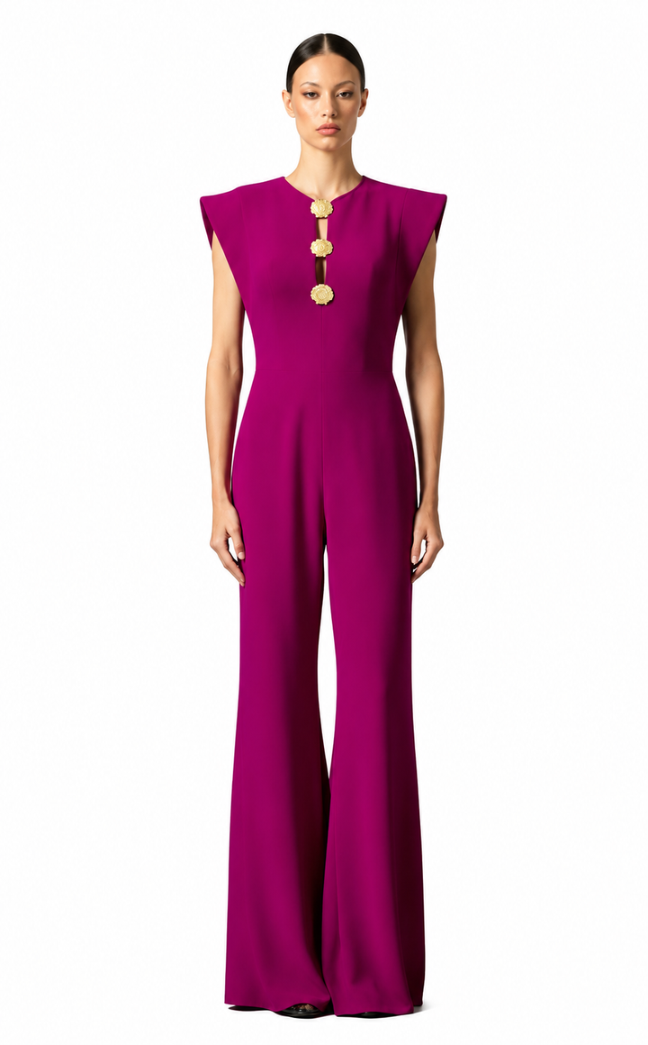 Sleeveless Jumpsuit with Gold Details - CILIE