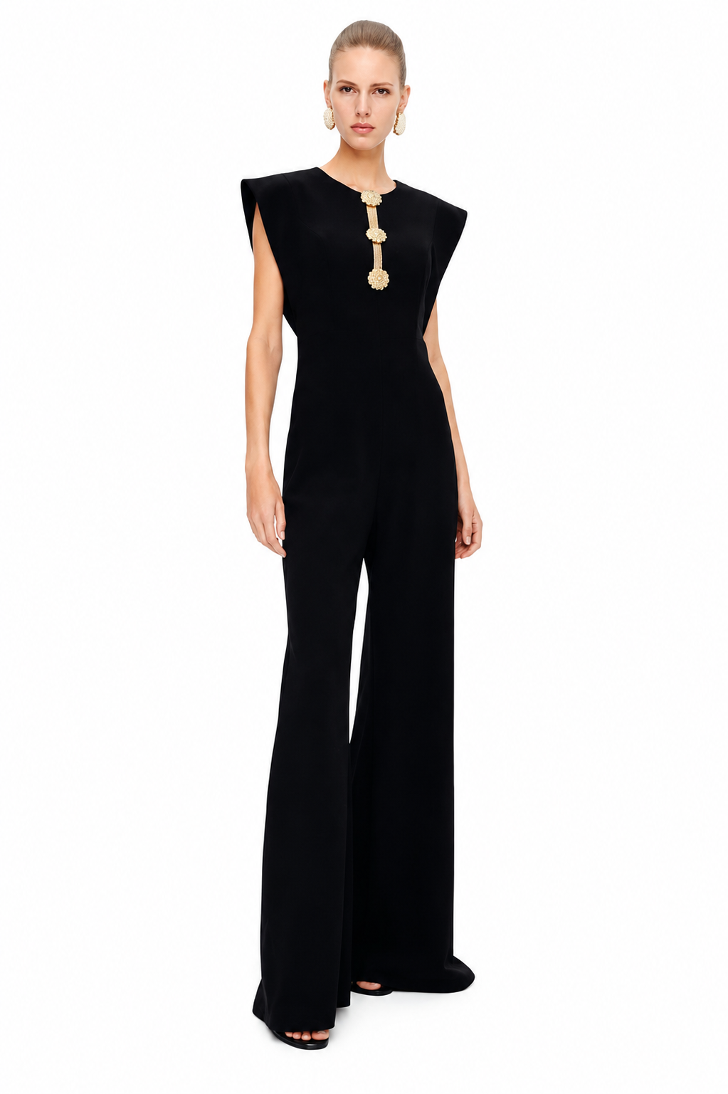 Sleeveless Jumpsuit with Gold Details - CILIE