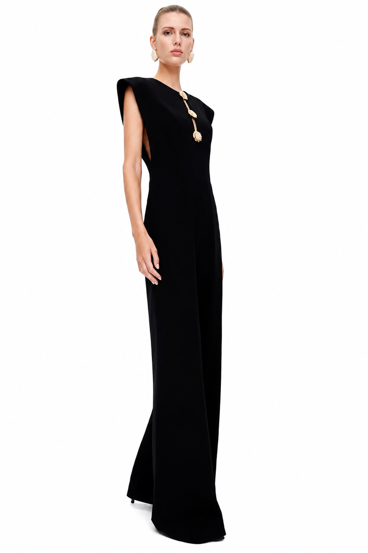 Sleeveless Jumpsuit with Gold Details - CILIE