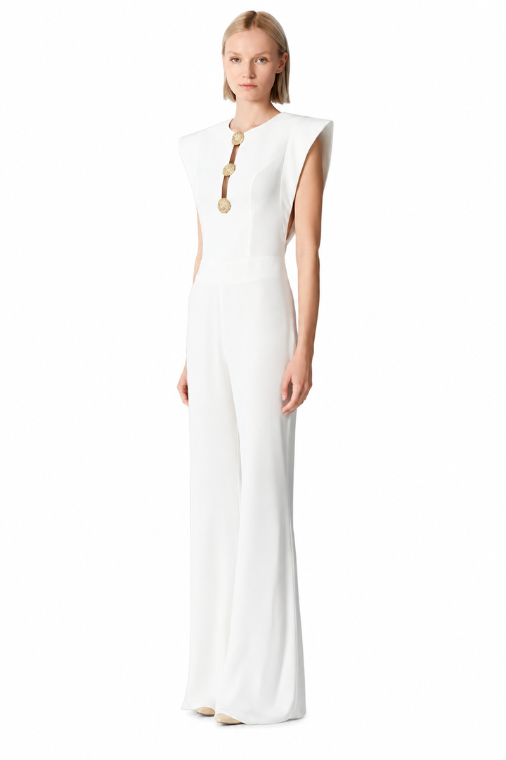 Sleeveless Jumpsuit with Gold Details - CILIE