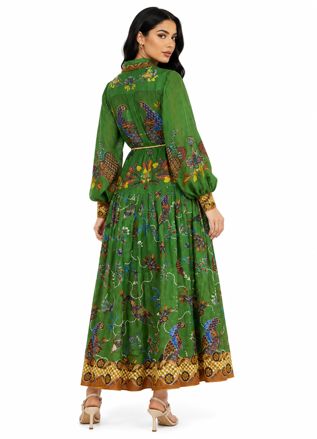 embroidered shirt dress with peacock motif – Edwardx
